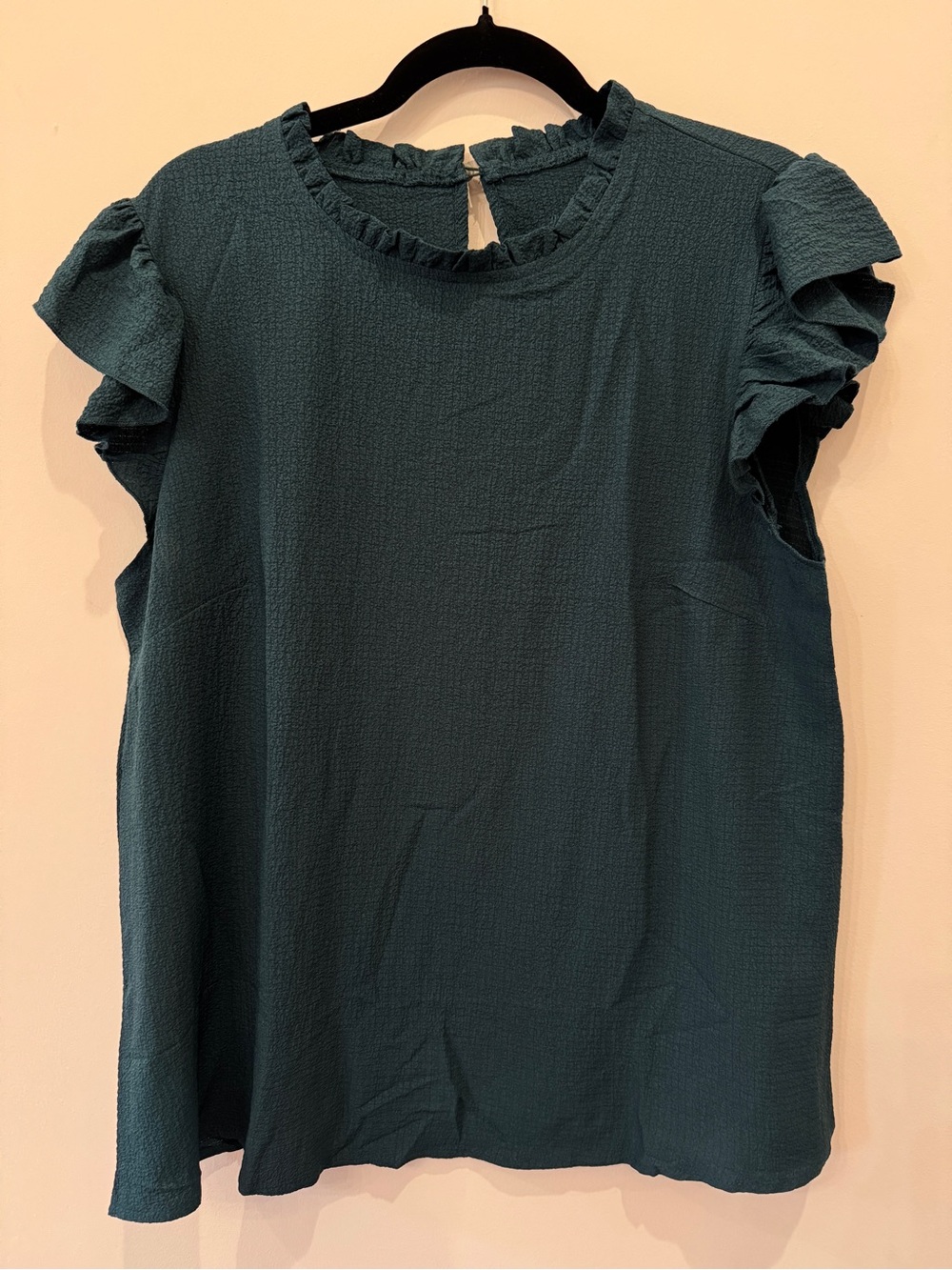 SHEIN Teal Ruffle Sleeve Blouse
